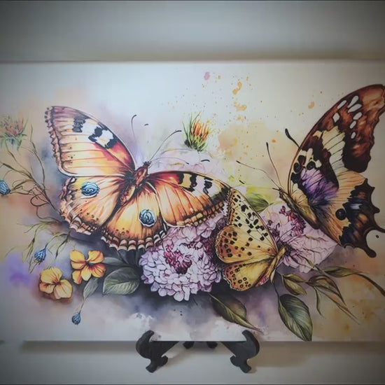 Colorful Butterflies with Spring Flowers Brighten up your Kitchen Decor, Environmentally Friendly Bamboo Cutting Board Decorated with UV Ink