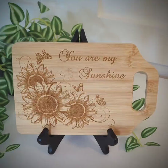 Sunflower and Butterflies Kitchen Decor, Personalized Bamboo Cutting Board, Wooden Cheese Board, great Environmentally Friendly Gifts