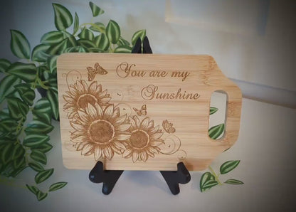 Sunflower and Butterflies Kitchen Decor, Personalized Bamboo Cutting Board, Wooden Cheese Board, great Environmentally Friendly Gifts