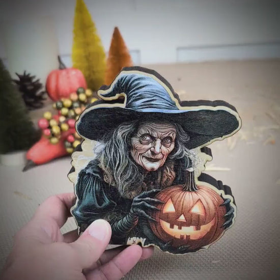 Scary Witch Shelf Sitter, She’s the Halloween You Grew Up With, Personalized Decor, Custom Fall Decoration, Tiered Trays. Mantels  & Shelves