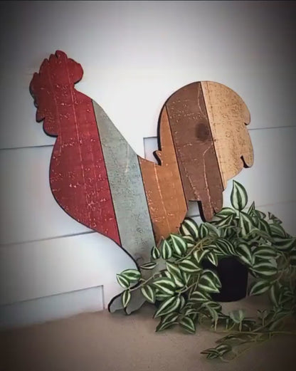 Pallet art Chicken and Rooster Wall Art, Farmhouse Chicken Decor, Rustic Wooden Hen and Rooster Wall Hanging