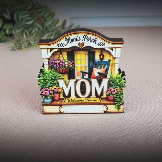 Mom's Porch Shelf Sitter, Welcome Home Wood Decor, Layered Tiered Tray Tabletop Sign, Mothers Day Gift, Personalized Keepsake Home Decor