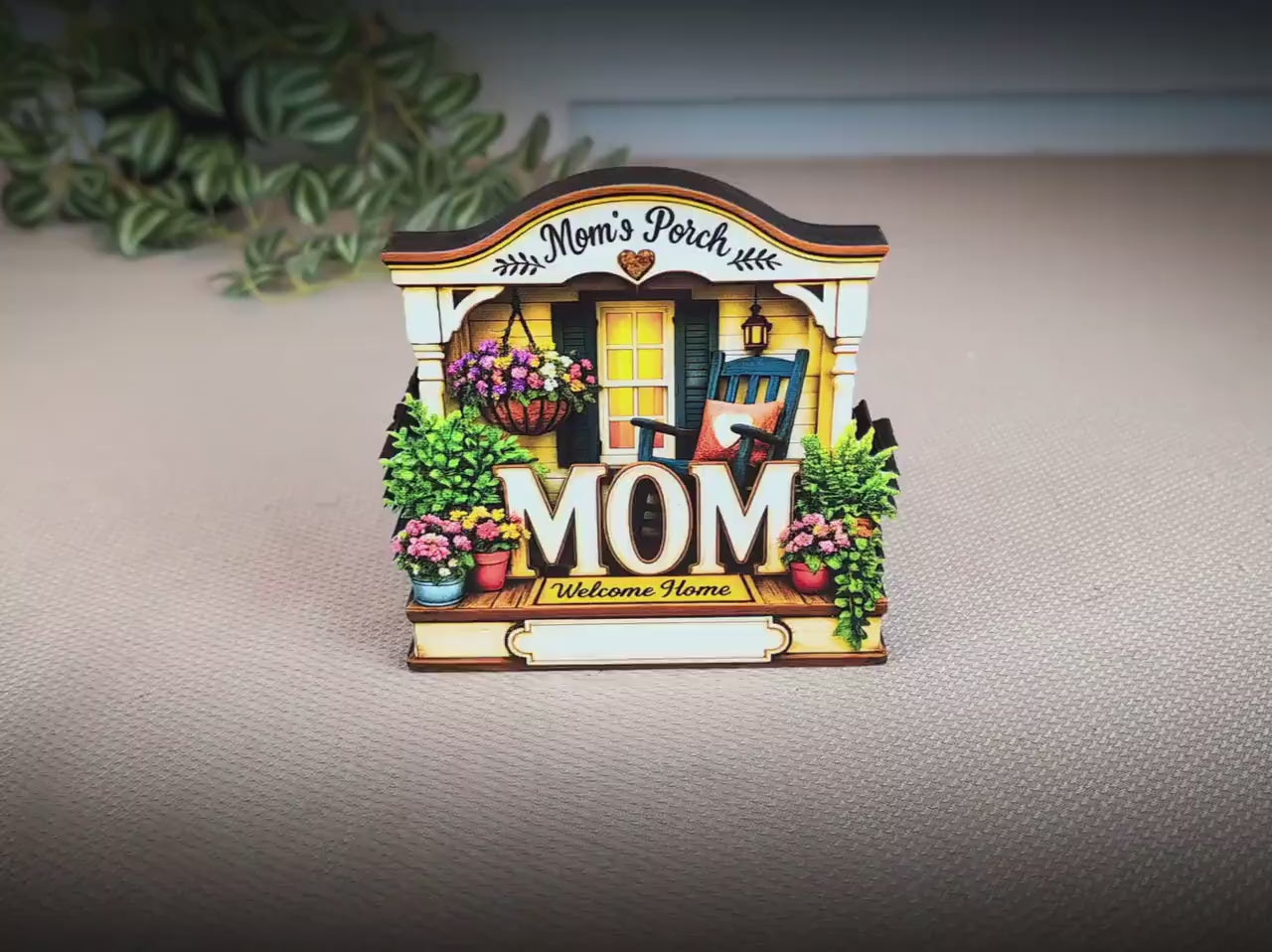 Mom's Porch Shelf Sitter, Welcome Home Wood Decor, Layered Tiered Tray Tabletop Sign, Mothers Day Gift, Personalized Keepsake Home Decor