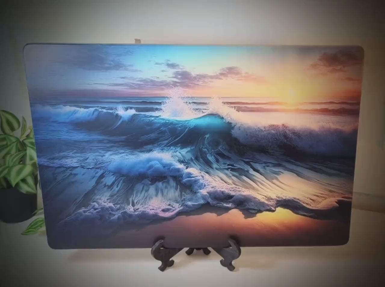 Sunset at the Beach Brighten up your Kitchen Decor with this Environmentally Friendly Bamboo Cutting Board Decorated with UV Ink