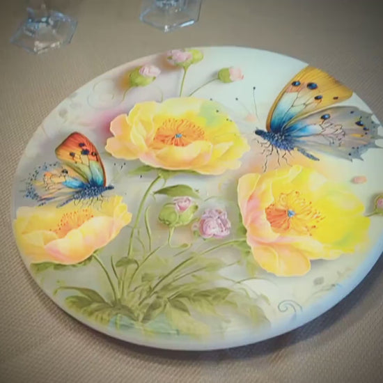 Buttercup Daisies and Butterflies Lazy Susan, Personalized Kitchen & Bath Organizer, Dining Table Centerpiece, Unique Custom Gift, Size Vary