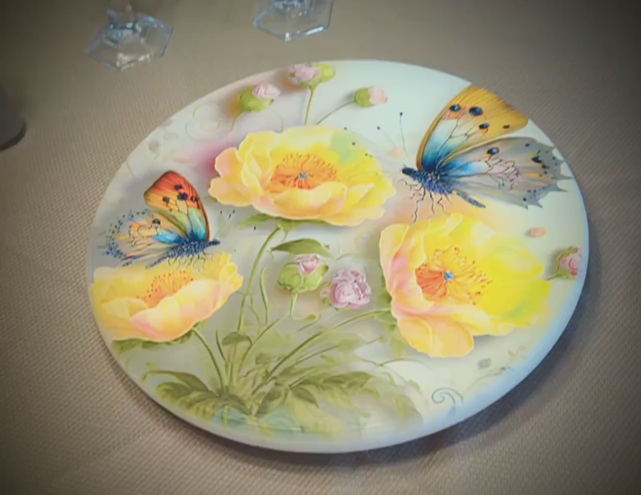 Buttercup Daisies and Butterflies Lazy Susan, Personalized Kitchen & Bath Organizer, Dining Table Centerpiece, Unique Custom Gift, Size Vary